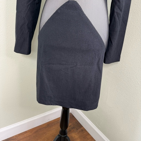 Vintage Adolfo Sanchez Black Wool Mesh Cut-Out Dress Size 4 - Picture 3 of 12